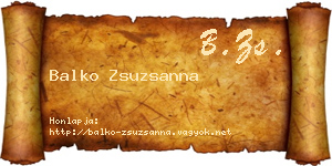 Balko Zsuzsanna névjegykártya